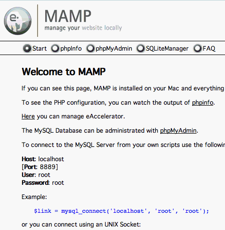 Mamp Start Page